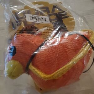 Orange Plush Duck with Yellow Trim - Packaged Pet Toy